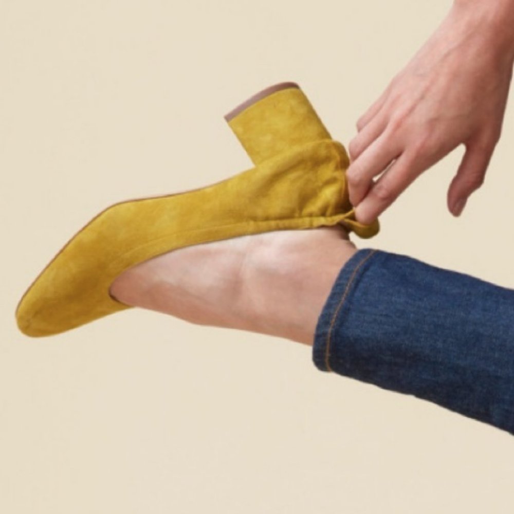 Suede Everlane Day Heel - Chartreuse, Mustard Yel